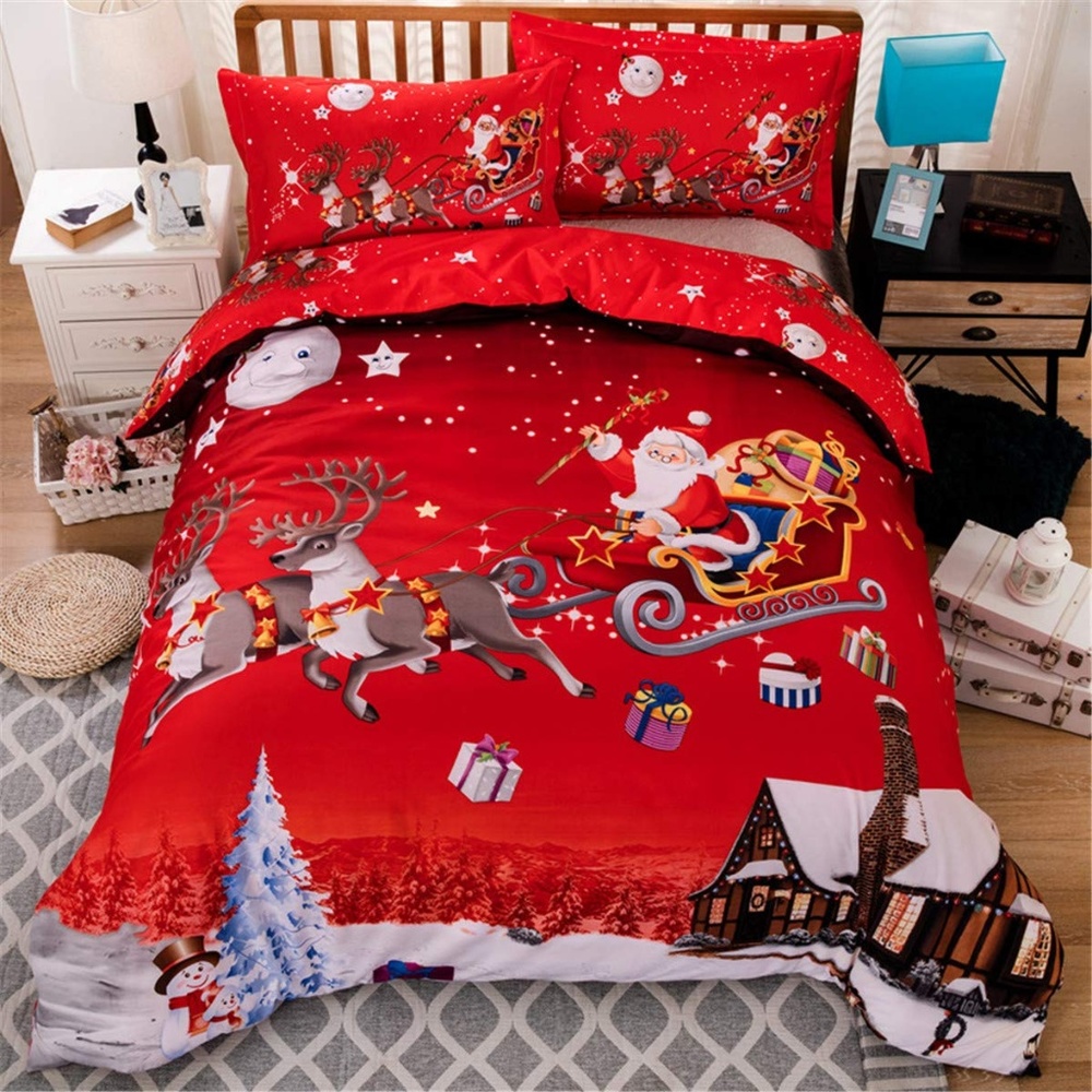 Twin 3pcs Christmas Santa Claus Bedding Set